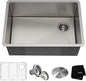Kraus KHU110-27 Standart PRO 27-inch 16 Gauge Undermount Single Bowl Set (5 Item Bundle: Sink, Bottom Grid, Assembly, Drain Cap, Kitchen Towel), 27 Inch, Stainless Steel