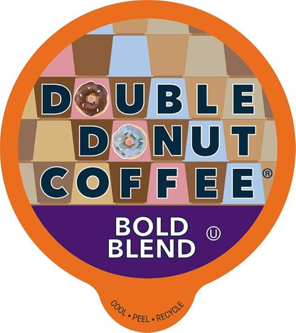 Double Donut Medium Dark Roast Coffee Pods, Bold Blend Coffee, Single Serve Coffee For Keurig K Cups Machines, Dark Roast Coffee in Recyclable Pods, Hot or Iced Coffee, 24 Count