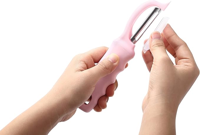Spring Chef Premium Swivel Vegetable Peeler, Soft Grip Handle and Ultra Sharp Stainless Steel Blades - Perfect Kitchen Peeler For Veggie, Fruit, Potato, Carrot, Apple - Pink Lemonade - Set of 2