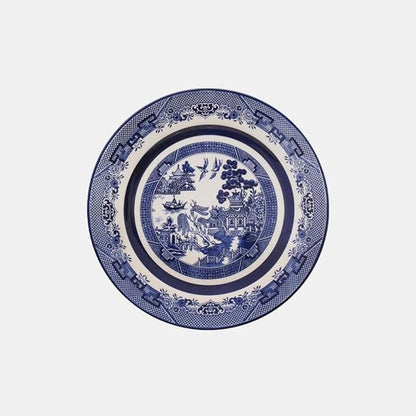 Oxford Flamingo-Blue Willow Porcelain 20 Piece Dinnerware Set Service for 4