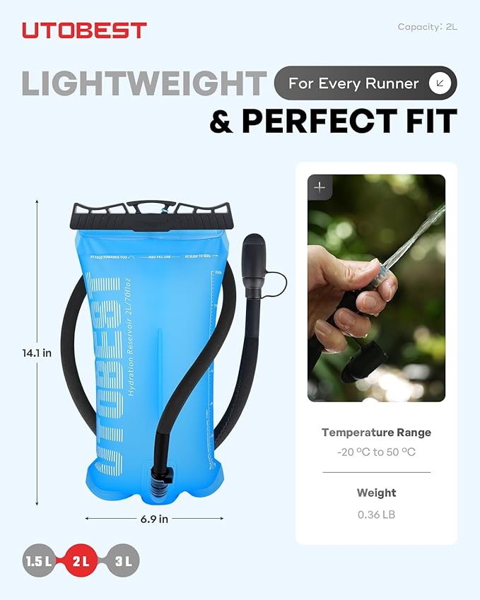 Hydration Bladder,TPU Water Bladder,Water Bladder for Hiking Backpack,BPA Free,Wide Opening,Leak-Proof,Water Reservoir for Hiking Cycling Camping Running