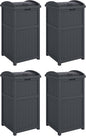 Suncast 4 Pack Outdoor Waste Bin Trash Hideaway Container with Latching Lid, 33 Gallon Capacity