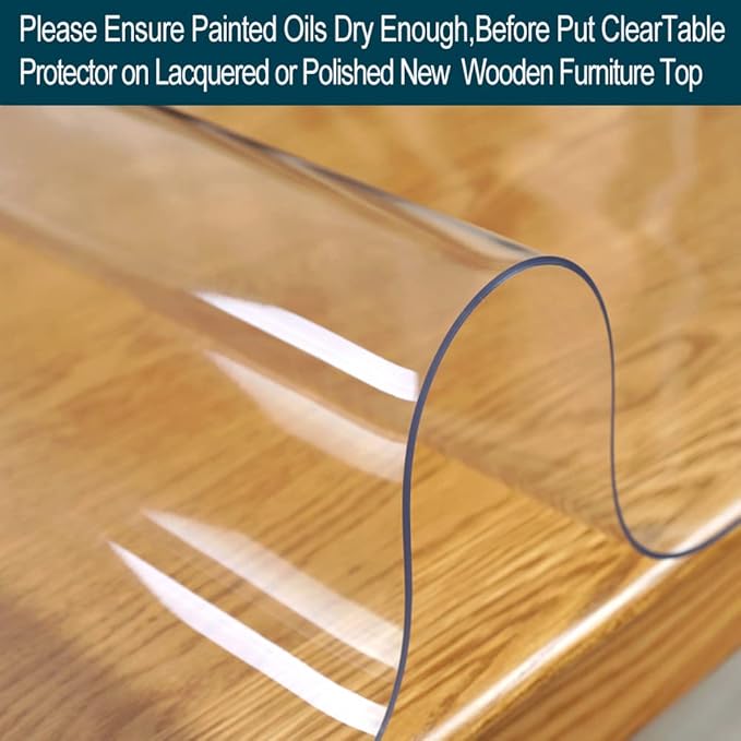 Clear Plastic Table Cover - 17x20" Transparent Rectangular Tablecloth Vinyl Table Pad Protector Mat for Kitchen Countertop Dining End Table Night Stand Dressing Cabinet
