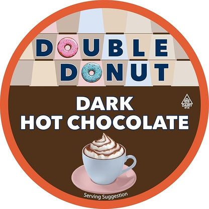 Double Donut Coffee Dark Hot Chocolate Pods for Keurig K Cups Brewers, Single Serve Dark Hot Cocoa Pods, 24 Count