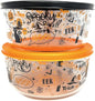 DURA LIVING Halloween Glass Food Storage Containers with Lids | Set of 4 (2 Containers + 2 Lids) 4-Cup | Spooky Design, BPA-Free, Microwave & Dishwasher Safe|Perfect for Meal Prep, Snacks & Leftovers