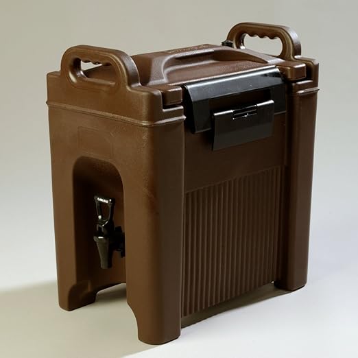 Carlisle FoodService Products Cateraide Insulated Beverage Dispenser with Handles for Catering, Kitchen, and Restaurants, Plastic, 2.5 Gallons, Brown