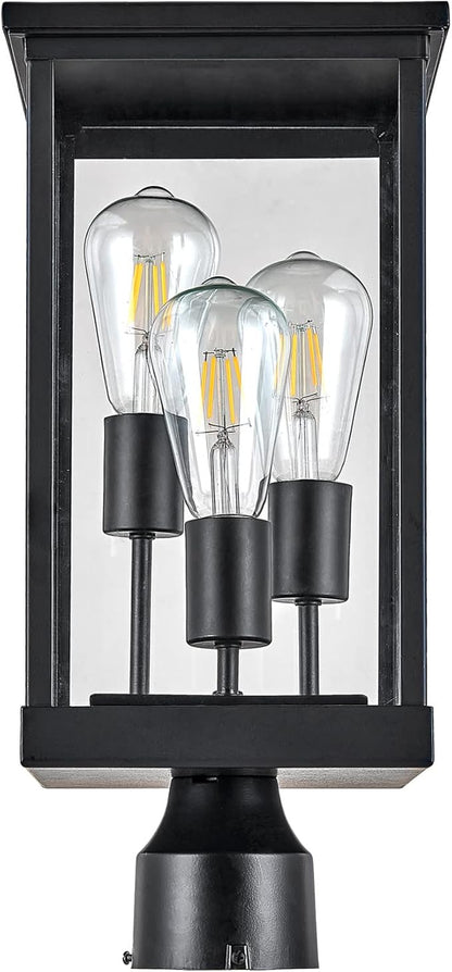Mayfield Outdoor Post Top Light with 3-Inch Pier Base Mount Fitter, Black – Design House, 590299