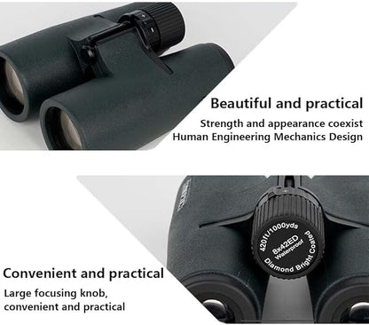 8x42ED Compact Binoculars for Adults – High-Powered BAK4 Prisms, Diamond White Coating, Waterproof & Fogproof, Rubber Armored – Ideal for Bird Watching, Hunting, Travel, Outdoor Sports