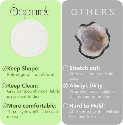 28 Pack Reusable Makeup Remover Face Pads with Laundry Bag Washable Soft and Comfortable Cleaning Face Skin,Washable Bamboo Cotton Rounds White