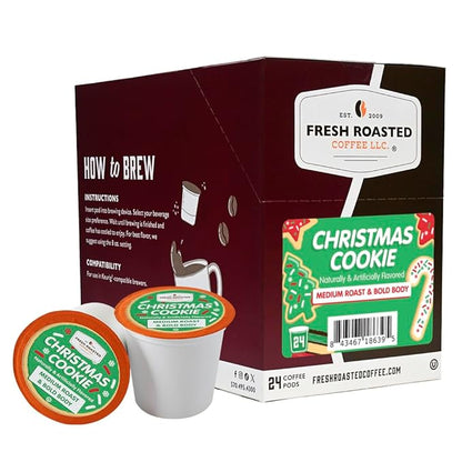 Fresh Roasted Coffee, Christmas Cookie, Flavored Coffee Pods, K-Cup Compatible, 24 Count