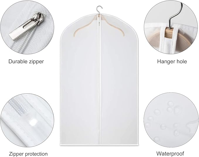 Kntiwiwo Garment Bags Clear Suit Bag for Closet Storage Hanging Clothes Dress Cover Bags (24" x 40"12pcs)