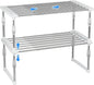 carrotez 2 Pack Expandable Cabinet Organizer, Set of 1 Width & Height-Adjustable Kitchen Cabinet Organizer Shelf, Stackable Kitchen Counter Shelf, 11.8~19.6 x 7.8 x 5.9~9" White