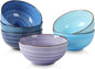 Selamica Ceramic 24 Oz Cereal Bowls Set, Deep Soup Bowls, 5.9 Inch Porcelain Kitchen Bowls for Pasta Salad Dessert Oatmeal Ramen, Microwave Dishwasher Safe, Set of 6, Gradient Blue