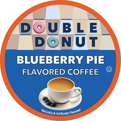 Double Donut Coffee Blueberry Flavored Coffee Pods, Medium Roast Coffee,Compatible with Keurig K Cups Brewers, 20 Count