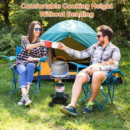 Camping Stove Propane Burner, Portable Camp Stove with Foldable Gas Tank Base, Adjustable Flame Backpacking Cooker for Camping, Small Single Burner Propane Stoves Kit for Hiking Tent Outdoor Cooking
