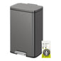 EKO Madison Gunmetal Stainless Steel 50 Liter/13.2 Gallon Step Trash Can with Inner Liner - Fingerprint Resistant Finish