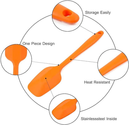 Food Grade Silicone Spatula Set Heat Resistant Small Rubber Spatulas,4 piece Silicone Spoonula Spatula Non-stick Baking Curved Spatulas Multicolor(21.7cm/8.56inch)