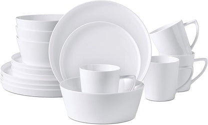 Bone China Cone Shape, Elegance White 16pc Dinnerware Set