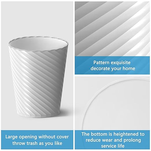 Bathroom Trash Can, 3 Pack 1.8 Gallons Small Trash Can with Trash Bags, Bathroom Garbage Can, Plastic Trash Bin, Round Waste Basket for Living Room, Bedroom, Office, Kitchen, Compact Space (White)