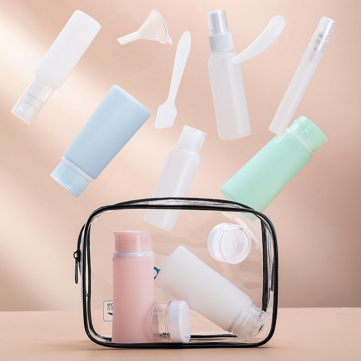 Valourgo 15 Pack Travel Bottles Set, TSA Approved Leak Proof Silicone Travel Containers Jar for Toiletries, Lotion Body Wash, Travel Essentials