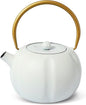 VICSKY Small Pumpkin Cast Iron Teapot (White), Japanese Cast Iron Tea Kettle Stovetop Safe with Stainless Steel Infuser,Small Iron Teapot for Loose Tea, 1-2 People (27oz/800ml)