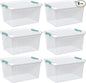 Zopnny 6-Pack 35 Quart Plastic Latch Storage Box with Lid, Stackable Latching Storage Bin, Clear