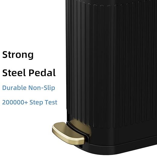 2.6 Gallon Slim Bathroom Trash Can with Soft Close Lid, 10L Stainless Steel Garbage Can with Removable Liner Bucket, for Narrow Spaces, Bathroom, Bedroom (Matt Black)
