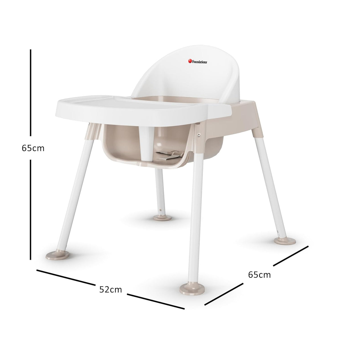 Foundations Secure Sitter Feeding Chairs 3-Pack, No-Tip Feet, 3-Point Adjustable Harness, Removable Tray, Stackable Feeding Chairs (13 inch)