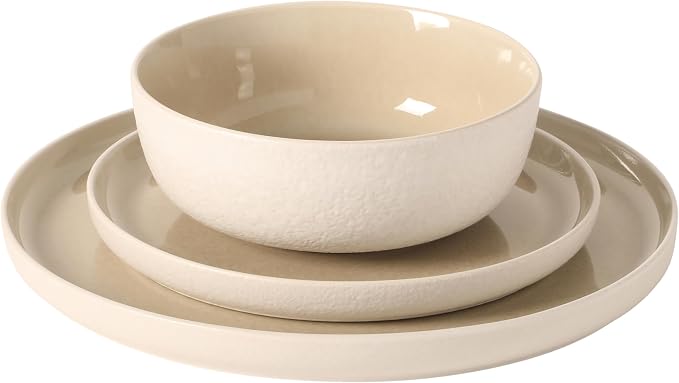 Gibson Elite Tahoe Sunset 12-Piece Reactive Stoneware Dinnerware Set – Matte