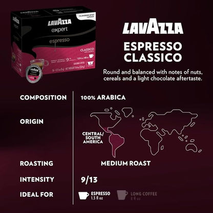 Lavazza Expert Variety Pack, Contains Light, Medium, and Dark Roast Espresso and Coffee Capsules, Compatible with Lavazza Classy Machines (36 Capsules)