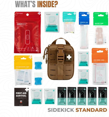 My Medic Sidekick - Camping Hiking and Backpacking First Aid Kit - 70 Items - HSA and FSA Eligible - Small Ifak Great for Travel or Motorcycle - Portable Emergency Kit – Coyote