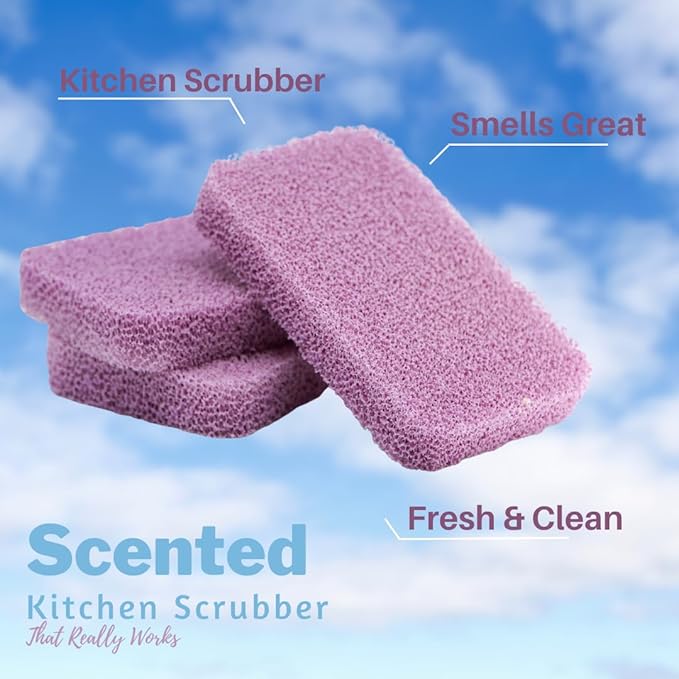 Peachy Clean Silicone Dish Sponge Scrubbers, Fresh & Clean Scent, Non-Scratch, Odor-Resistant, Durable Dish Sponges for Kitchen