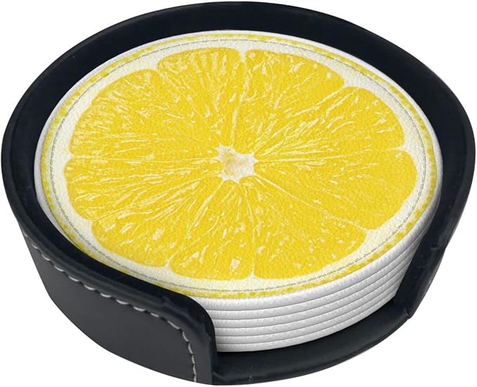 6 Pack Yellow Lemon Coaster for Drinks