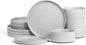 Stone Lain Haven Stoneware 12-Piece Dinnerware Set, Grey - Plates and Bowls Sets for 4, Elegant Dish Set, Includes Dinner Plates, Salad Plates Cereal Bowls, Microwave & Dishwasher Safe
