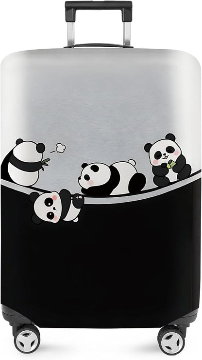 ANNA QUEEN Panda Family Luggage Cover, Cute Panda Design Suitcase Protector, Stretchable Washable Travel Sleeve for 24-26 Inch Luggage