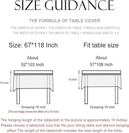 patdrea Designer Blue Tablecloth for Rectangle Table,Vintage Linen Leaves and Floral Pattern Extra Long Tablecloths,Floral Decor Cover for Kitchen Dining Christmas,Thanksgiving,67"x118"-Ivar a