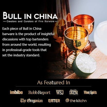 Hammered Bell Jigger by Bull In China - Premium 100% Copper with 0.25oz to 2oz Measures for Cocktails, Bars & Bartenders
