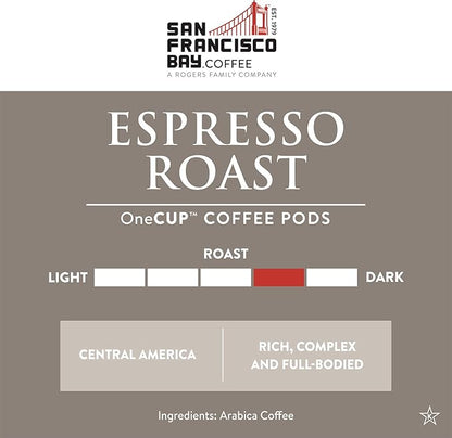 San Francisco Bay Compostable Coffee Pods - Espresso Roast (80 Ct) K Cup Compatible including Keurig 2.0, Dark Roast