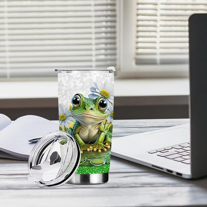 Inspirational Gifts for Women Tumbler, Positive Frog Gifts, Frog Stuff for Women Girls Sister Birthday Christmas, Coffee Mug Stainless Steel Vacuum Insulated Double Wall Travel Cup with Lid, 20oz