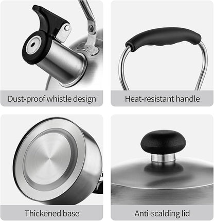 Whistling Tea Kettle – 2.64 Quart Stovetop Teapot, Stainless Steel Water Kettle for Camping & Kitchen, Foldable Handle – Perfect for Coffee & Tea