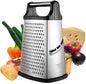 Stainless Steel 4 Sides Grater Slicer with Handle, Multifunctional Cutter Planing for Ginger, Garlic, Cucumbers, Carrots, Cheese, Potato, Ergonomic Design Kitchen Gadgets Accessories（Black）
