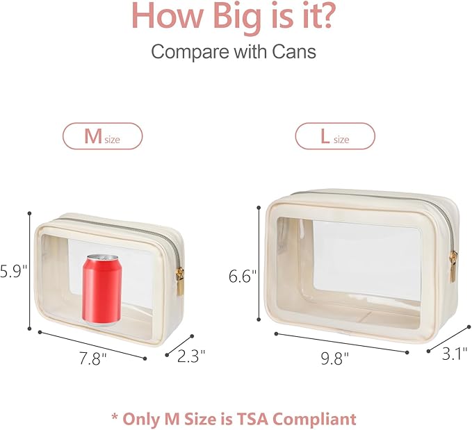 PACKISM TSA Approved Toiletry Bag - Upgrade Color-Edged Clear Makeup Bags, Clear Toiletry Bags For Traveling Fits Various Storage Needs