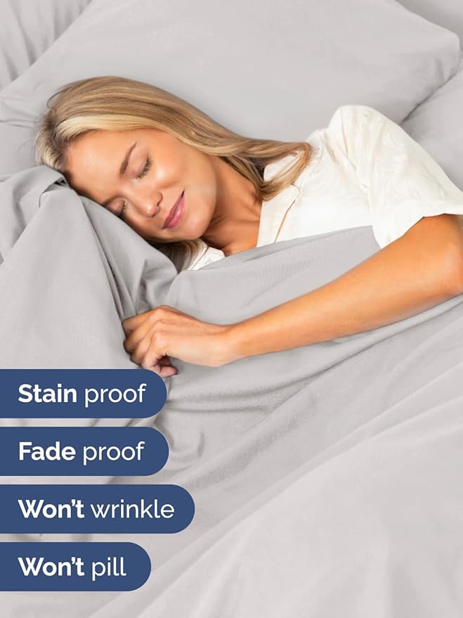 Extra Deep Pocket Full Sheets - 4 Piece Breathable & Cooling Bed Sheets - Hotel Luxury Bed Sheet Set - Soft, Wrinkle Free & Comfy - Easily Fits Extra Deep Mattresses - Deep Pocket French Grey Sheets