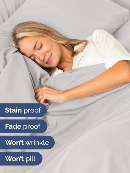 Extra Deep Pocket Full Sheets - 4 Piece Breathable & Cooling Bed Sheets - Hotel Luxury Bed Sheet Set - Soft, Wrinkle Free & Comfy - Easily Fits Extra Deep Mattresses - Deep Pocket French Grey Sheets