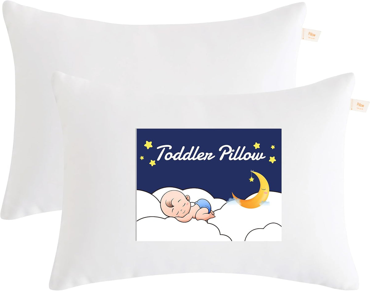 NTBAY Toddler Pillows, Down Alternative 13"x18" Pillows, Machine Washable - Soft and Breathable Travel Small Pillows for Sleeping, Ideal for Daycare, Crib, Cot, White