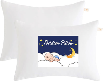 NTBAY Toddler Pillows, Down Alternative 13"x18" Pillows, Machine Washable - Soft and Breathable Travel Small Pillows for Sleeping, Ideal for Daycare, Crib, Cot, White