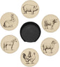 6 Pcs Farm Animals Drink Coasters