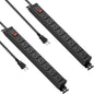 JUNNUJ 20 Amp Power Strip Heavy Duty 2 Pack, 4800J Surge Protector Metal Power Bar Multi Angle Mount, 20A Garage 8 Outlet Shop 6-20R T-Slot, 5-15P Adapter 12 Gauge Extension Cord 6ft for Appliance