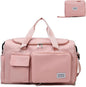 Multipurpose 20L Foldable Duffel Bag Gym Yoga Bag Carry-On Shopping Sack Travel Organizer Cabin Bag Sundry Package Wet&Dry Compartment (Pink)