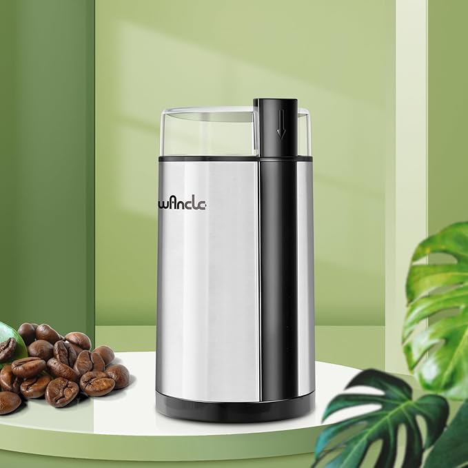 Coffee Grinder, Wancle Electric Coffee Grinder, Quiet Spice Grinder, One Touch Coffee Mill for Beans, Spices and More, with Clean Brush, Stainless Steel